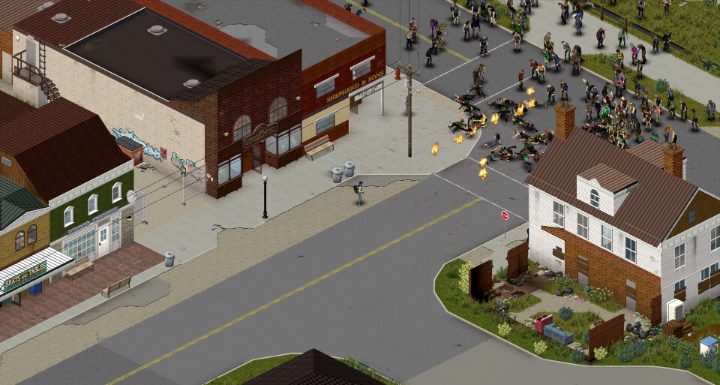 Un survivant isolé fait face à une grande horde de zombies parmi les bâtiments d’une petite ville du Kentucky.