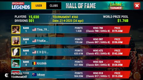 Poker Legends: Texas Hold'em Poker Tournaments, capture d’écran 4